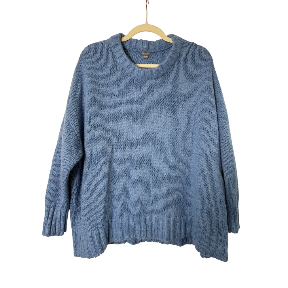 Aerie Sweater Women Medium Blue Excellent Oversized Alpaca Wool Chunky Knit